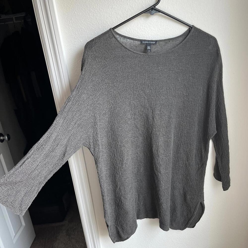 Eileen Fisher Organic Linen Tunic Size Large 3/4 Sleeves